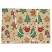 CHRISTMAS TREES GINGERBREAD MEN HOT COCOA  GROßE GESCHENKTÜTE (Rückseite)