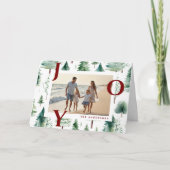 Christmas Trees Greenery Red Joy Foto Faltkarte Ankündigung (Vorderseite)