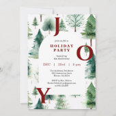 Christmas Trees Greenery Red Joy Holiday Party Einladung (Vorderseite)