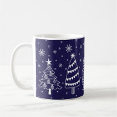 Christmas Trees in Snow Chalk Board Blue and White Kaffeetasse (Links)