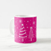 Christmas Trees in Snow Chalk Board Pink and White Kaffeetasse (Vorderseite Links)
