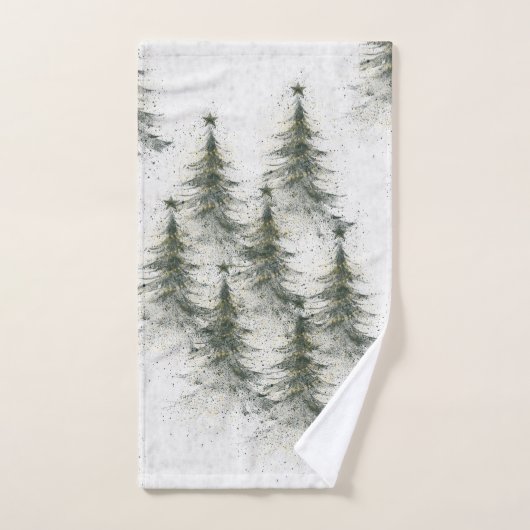 Christmas trees in the Woods Badhandtuch Set (Handtuch)
