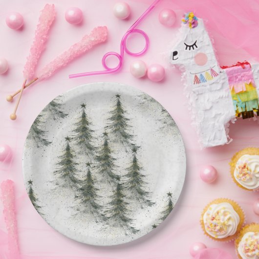 Christmas trees in the Woods Pappteller (Party)