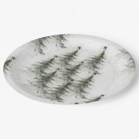 Christmas trees in the Woods Pappteller (Schrägansicht)