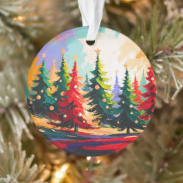 Christmas Trees Landscape Painting Acrylic Ornament