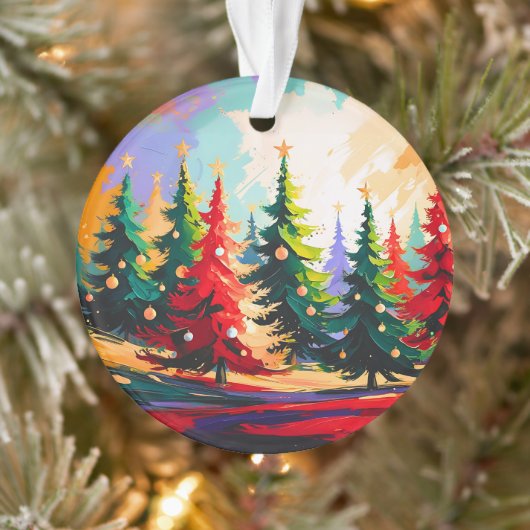 Christmas Trees Landscape Painting  Acrylic  Ornament (Baum)