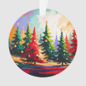 Christmas Trees Landscape Painting Acrylic Ornament (Vorderseite)