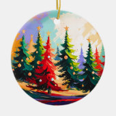 Christmas Trees Landscape Painting Ceramic Keramik Ornament (Vorne)