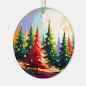 Christmas Trees Landscape Painting Ceramic Keramik Ornament (Links)