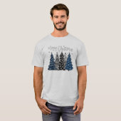 Christmas Trees Navy Blue Winter Holiday Gift T-Shirt (Vorne ganz)