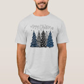 Christmas Trees Navy Blue Winter Holiday Gift T-Shirt (Vorderseite)
