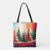 Christmas Trees painting Landscape Tasche (Rückseite)