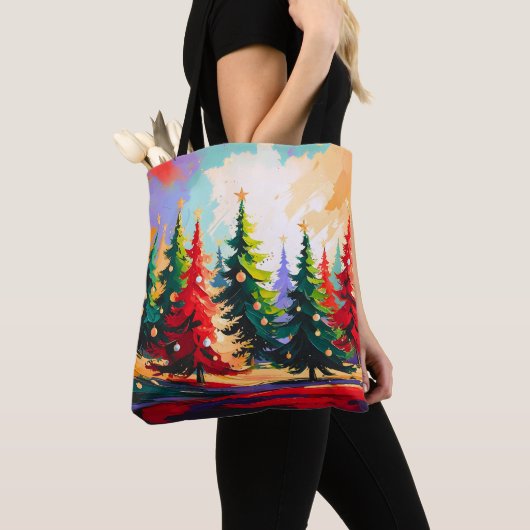 Christmas Trees painting Landscape Tasche (Von Nahem)