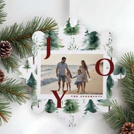 Christmas Trees Pattern Foto Red Joy Ornament Karte