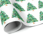 Christmas trees pine Festive Green Watercolor  Geschenkpapier (Rolleneckpunkt)