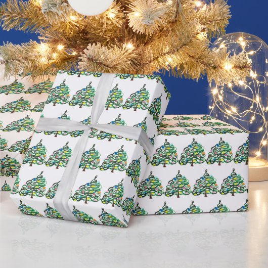 Christmas trees pine Festive Green Watercolor Geschenkpapier (Feiertage)