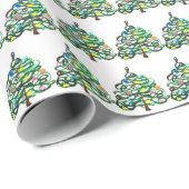 Christmas trees pine Festive Green Watercolor Geschenkpapier (Rolleneckpunkt)