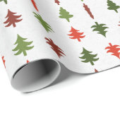 Christmas Trees Red and Green on White Geschenkpapier (Rolleneckpunkt)