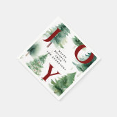Christmas Trees Red Joy Greenery Holiday Party Serviette (Ecke)