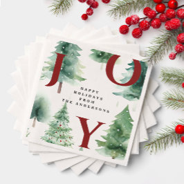 Christmas Trees Red Joy Greenery Holiday Party Serviette