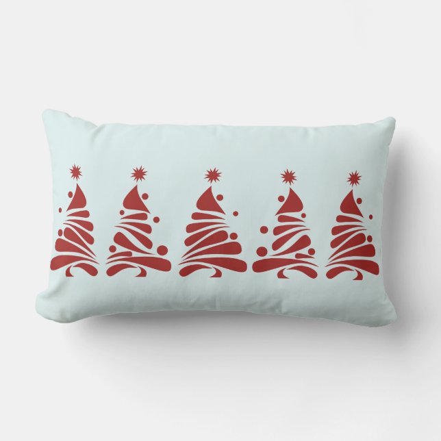 CHRISTMAS TREES Red Retro Throw Kissen (Vorderseite)