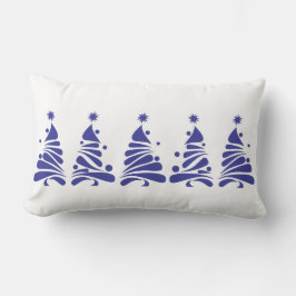 CHRISTMAS TREES Royal Blue Retro Throw Pillow Lendenkissen