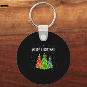 Christmas Trees Snowflakes Whimsical Fun Red T Shi Schlüsselanhänger (Vorderseite)