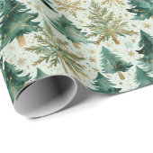 Christmas Trees & Snowflakes Wrapping Paper Geschenkpapier (Rolleneckpunkt)