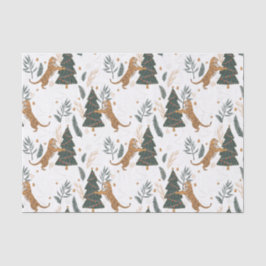 Christmas trees & tigers pattern custom background seidenpapier