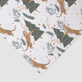 Christmas trees & tigers pattern custom background seidenpapier (Ausschnitt)