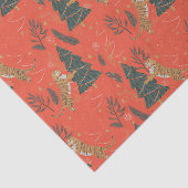 Christmas trees & tigers pattern custom background seidenpapier (Ausschnitt)