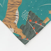 Christmas trees & tigers pattern on turquoise fleecedecke (Ecke)