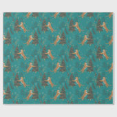Christmas trees & tigers pattern on turquoise geschenkpapier (Flach)