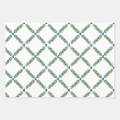 Christmas Trellis Blue Bow Geschenkpapier Set (Vorderseite)