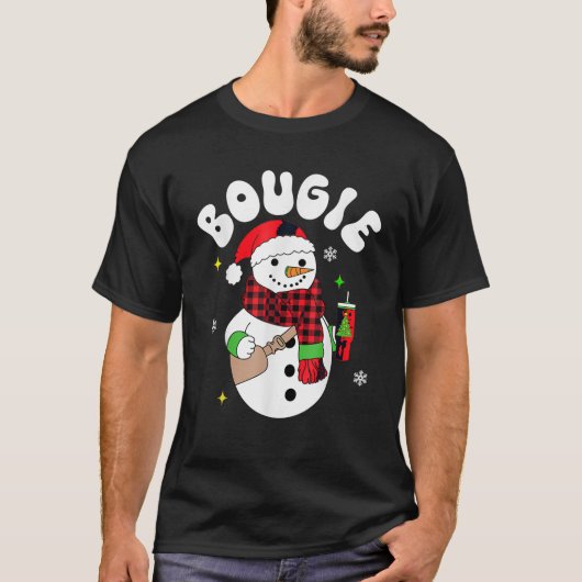 Christmas Trendy Funny Matching Team Snowman Bougi T-Shirt (Vorderseite)