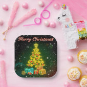 Christmas Trendy Neon Holiday Collection Pappteller (Party)