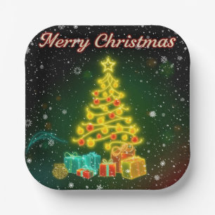 Christmas Trendy Neon Holiday Collection Pappteller
