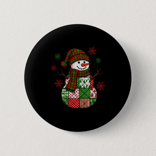 Christmas Trendy Patchwork Snowman Merry Christmas Button (Vorderseite)