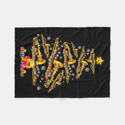 Christmas Trombone Player Xmas Tree Jazz Music Lov Fleecedecke (Vorderseite (Horizontal))