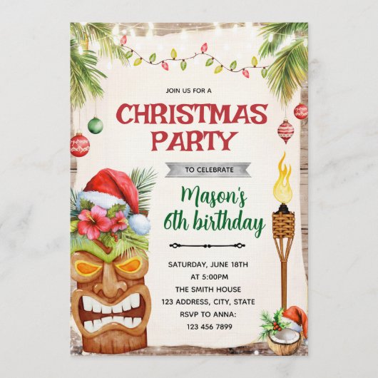 Christmas Tropical Party invite Einladung (Vorderseite)