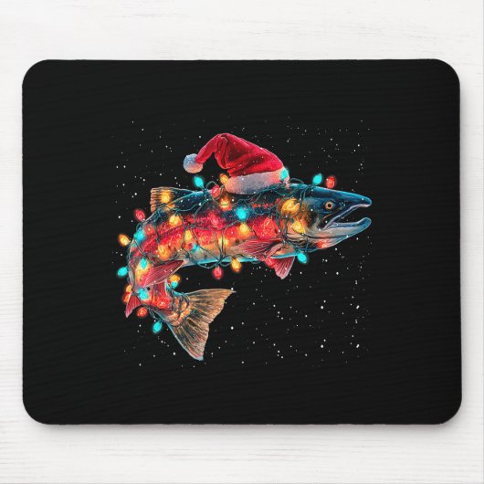 Christmas Trout Fish Funny Fishing Santa Hat Light Mousepad (Vorne)