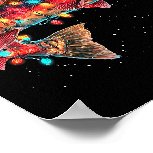 Christmas Trout Fish Funny Fishing Santa Hat Light Poster (Ecke)