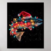 Christmas Trout Fish Funny Fishing Santa Hat Light Poster (Vorne)