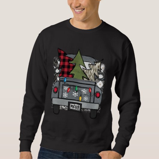 Christmas Truck and Red Buffalo Plaid Holiday Tree Sweatshirt (Vorderseite)