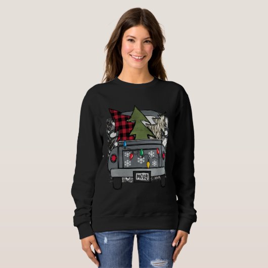 Christmas Truck and Red Buffalo Plaid Holiday Tree Sweatshirt (Vorne ganz)