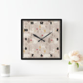 Christmas Truck Carrying Trees & Animals Square Wa Quadratische Wanduhr (Zuhause)