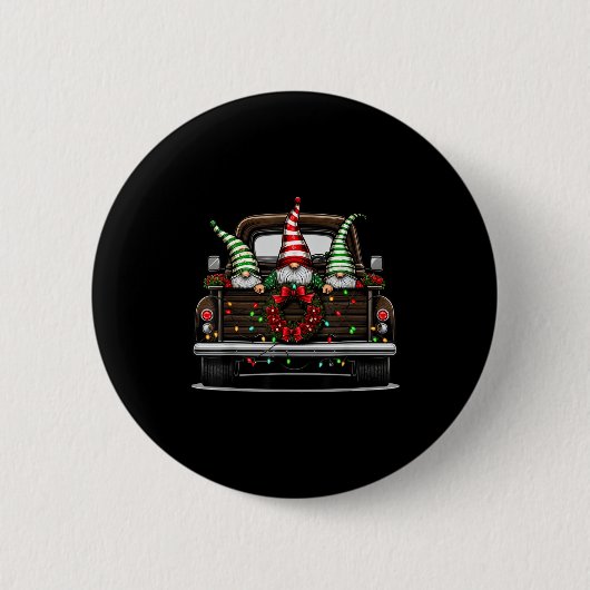 Christmas Truck Cute Gnome Button (Vorderseite)