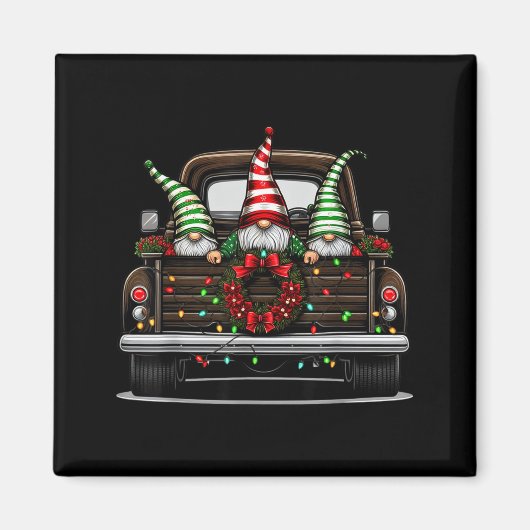 Christmas Truck Cute Gnome Magnet (Vorne)