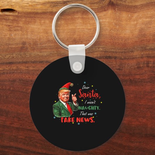 Christmas Trump Dear Santa Fake News Funny Xmas Tr Schlüsselanhänger (Vorderseite)