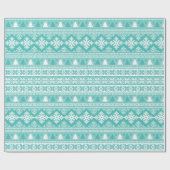 Christmas Türkis Blue Holiday Strick Ugly Sweater Geschenkpapier (Flach)